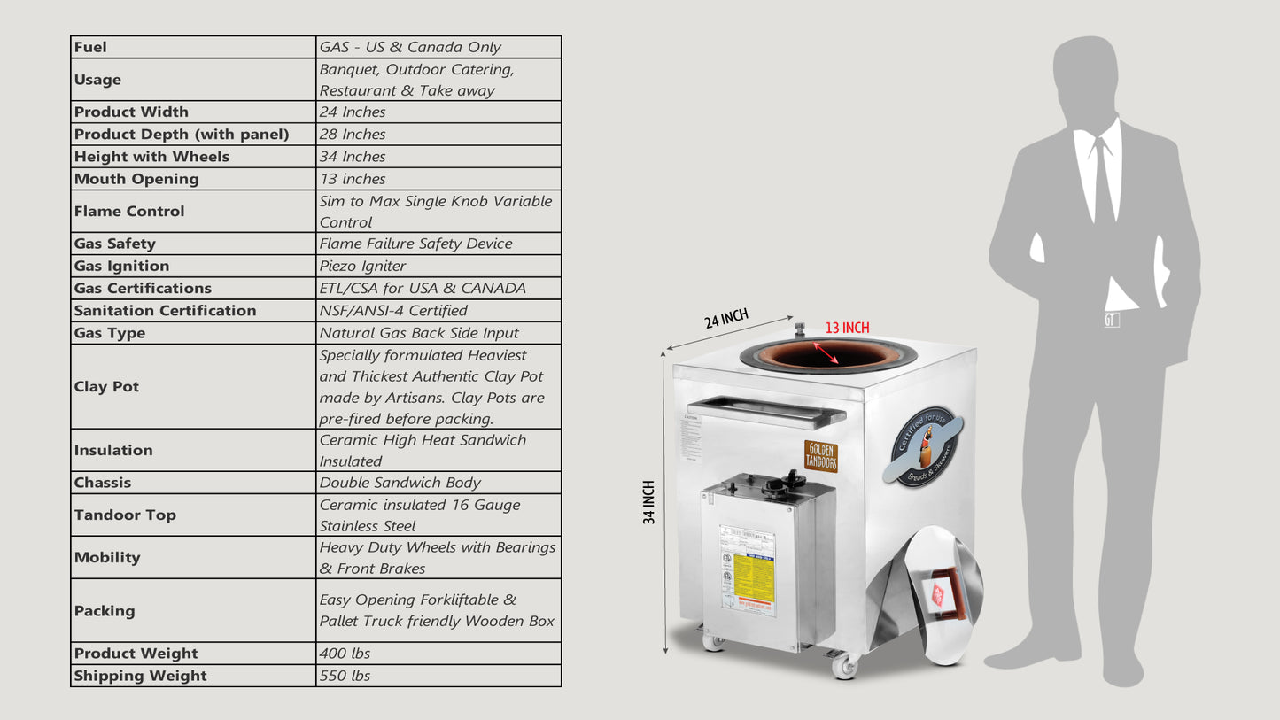Golden Tandoors - GT-5100 Commercial Gas Tandoor Oven | Food Truck & Catering Tandoor