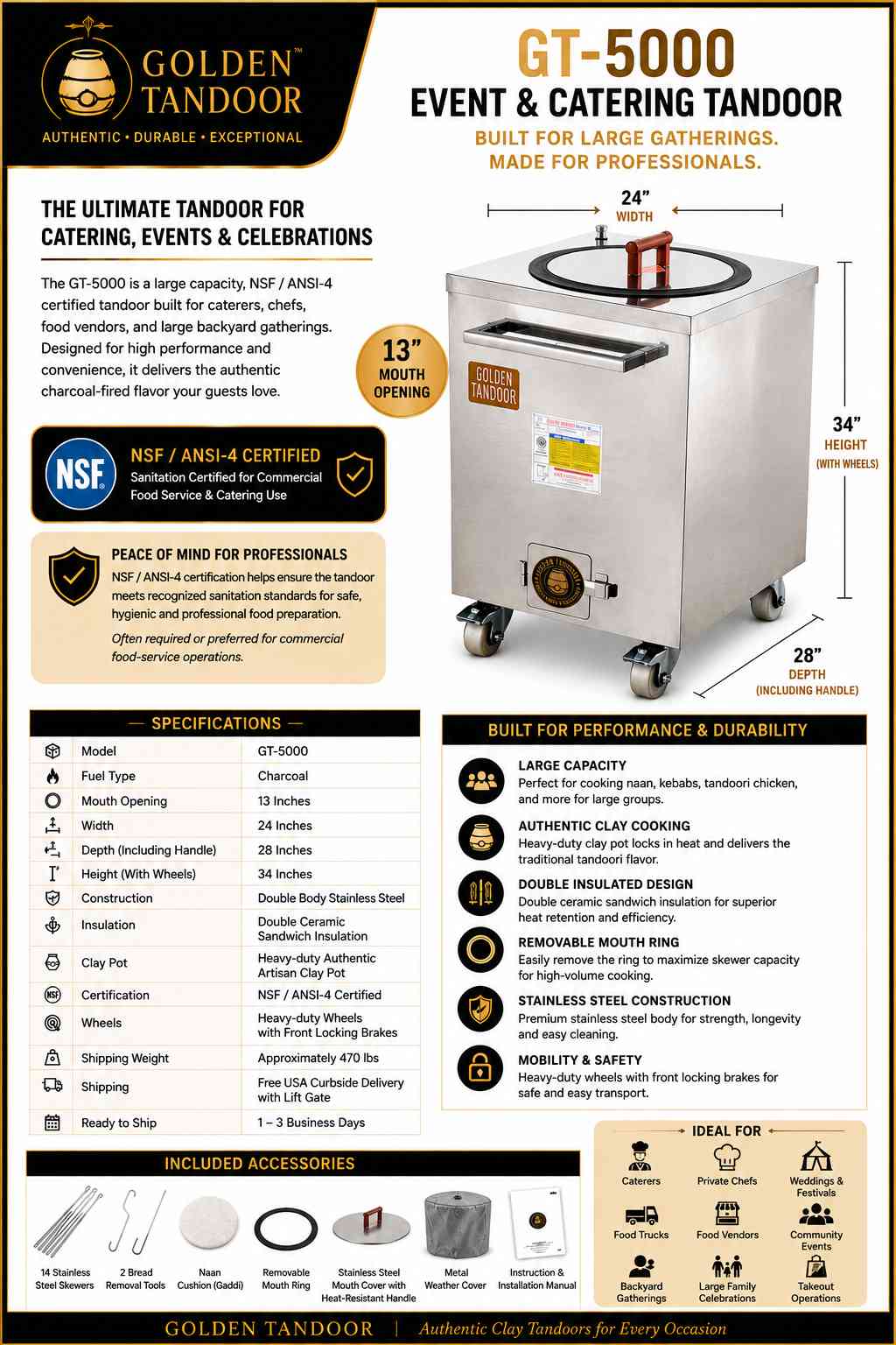 Golden Tandoors - GT-5000 Event and Catering Tandoor