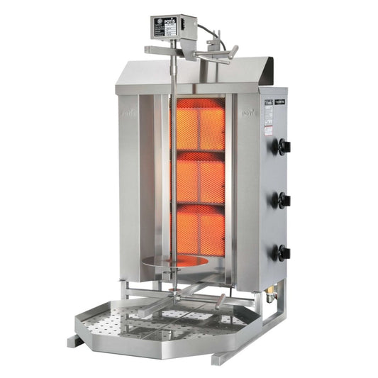 Potis - GD3 Commercial Shawarma Machine & Natural Gas Vertical Broiler (88 lb Capacity)
