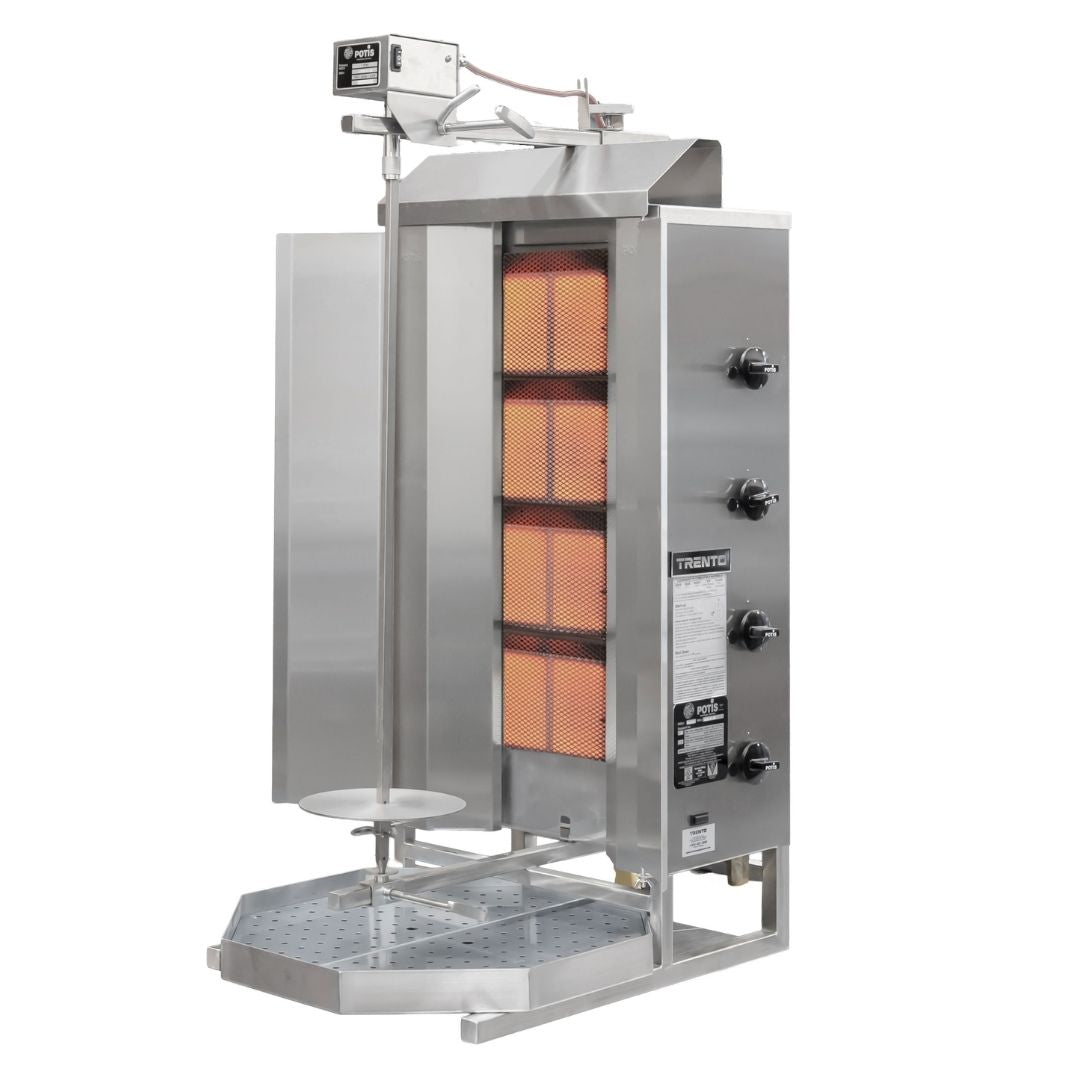 Potis - GD4 Commercial Shawarma Machine & Natural Gas Vertical Broiler (154 lb Capacity)