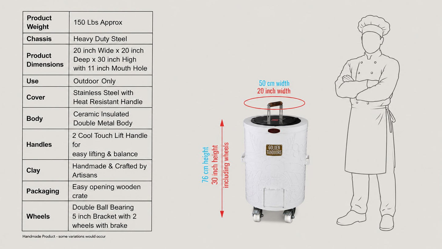 Golden Tandoors - Designer Medium Tandoor Oven (White)